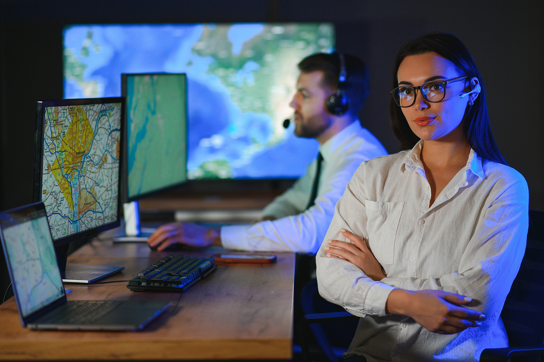 Dispatching support centers for freight transportation. Logistics and navigation of cargo delivery.